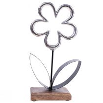 Product Metal flower decoration silver black table decoration spring H36cm