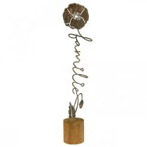 Metal deco flower wooden stand lettering &quot;Family&quot; H40cm