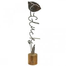 Metal deco flower wooden stand lettering &quot;Happiness&quot; H40cm
