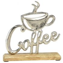 Product Metal Wood Decoration Coffee Natural Silver Stand 25x5x26cm