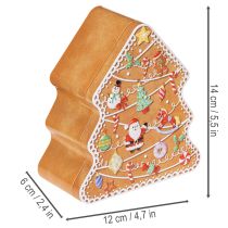 Product Christmas tin, cookie tin, Christmas tree and house, gingerbread look, 14cm, 2 pieces