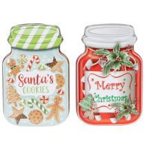 Product Metal cookie tin with Christmas motif in a cookie jar design, 15cm, 2 pieces