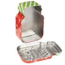 Product Metal cookie tin with Christmas motif in a cookie jar design, 15cm, 2 pieces