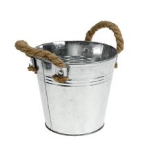 Tin bucket with rope handles glossy Ø16cm