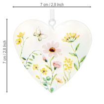 Product Heart pendants with floral patterns as wall decoration, 7cm, 6 pieces