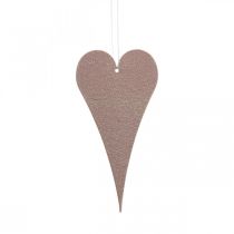 Hanging decoration window metal hearts, decorative hearts to hang up Orange/Purple H10cm 6pcs