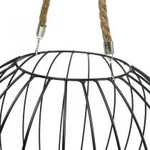 Decorative basket for hanging Black metal decoration hanging basket Ø39cm