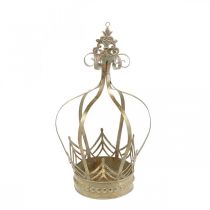 Metal crown, tealight holder for Advent, planter for hanging golden, antique look Ø16.5cm H27cm