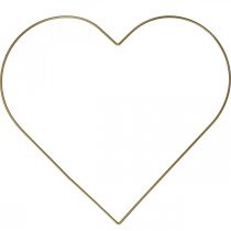 Metal ring heart shape, hanging decoration metal, deco loop golden W32.5cm 3pcs