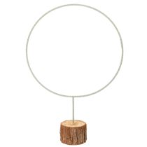 Product Decorative round ring on wooden base, metal, for dried flowers, 52cm