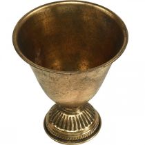 Metal bowl goblet metal decoration golden antique look H16cm