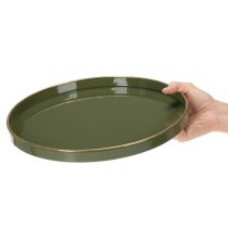 Product Decorative tray in green with gold edge, modern, 30cm