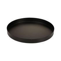 Product Metal Tray Round Candle Tray Black Ø20cm H2.5cm 2pcs
