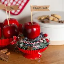 Product Metal plate red small decorative plate with base metal Ø14cm 2 pcs