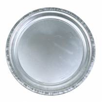 Decorative plate metal silver shiny Ø34cm H3cm