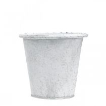 Product Plant pot with ornaments, planter, metal vessel white Ø15.5cm H14.5cm