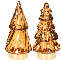Product Glass Christmas Tree LED Decoration for Indoor Use, Battery Operated, 13cm, 2 Pieces