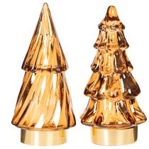 Product Glass Christmas Tree LED Decoration for Indoor Use, Battery Operated, 13cm, 2 Pieces