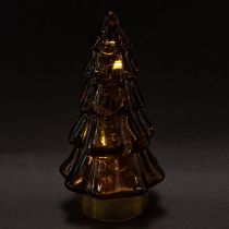 Product Glass Christmas Tree LED Decoration for Indoor Use, Battery Operated, 13cm, 2 Pieces