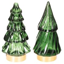Product Glass Christmas tree with LED lights, table decoration, Christmas, 13cm, 2 pieces