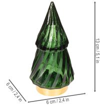 Product Glass Christmas tree with LED lights, table decoration, Christmas, 13cm, 2 pieces