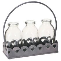 Product Mini Bottles Decorative Vases Tray Rectangular Gray 15.5x6cm