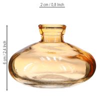 Product Mini glass vases, bulbous, flat, in orange, Ø9cm, 6 pieces