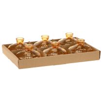 Product Mini glass vases, bulbous, flat, in orange, Ø9cm, 6 pieces