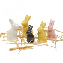 Mini Easter Bunnies, Ceramic Bunny Mix, Spring Decoration Colorful H5.5/5/4cm Set of 5