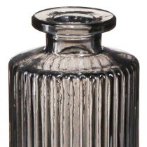 Product Mini vases glass vases gray grooves decor Ø5cm H13cm 6 pcs