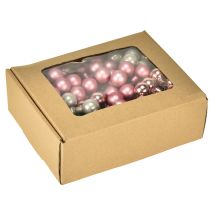 Product Mini Christmas balls glass mirror berries pink cream Ø20mm 140 pcs