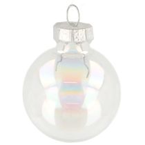 Product Mini Christmas glass baubles, iridescent, clear, 3cm, 22 pieces