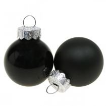 Mini Christmas balls glass black gloss/matt Ø2.5cm 24p