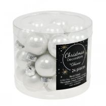 Product Mini Christmas balls glass white glossy/matte Ø2.5cm 22 pcs
