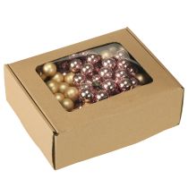 Product Mini Christmas balls gold rose mirror berries 2 cm 140 pieces