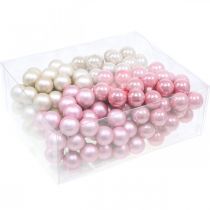 Product Mini Christmas balls on wire Ø20mm glass pink 140p