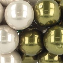 Product Mini Christmas balls on wire glass green silver 2.5cm 140 pcs