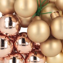 Product Mini Christmas balls on wire gold rosé glass Ø25mm 140 pcs