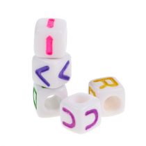 Mini cubes with letters 7mm colored 90g
