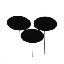 Product Mini Chalkboard Black Oval Metal Plug 7.5x4.5cm 12pcs