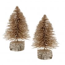 Product Mini Christmas tree gold with glitter 6pcs