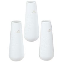 Product Porcelain vase white with gold motif – Elegant flower vase in a set of 3 H12cm 3 pcs