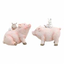 Product Decorative figure set piggy with animal friends 9.3cm × 7.5 / 8.5cm 2pcs