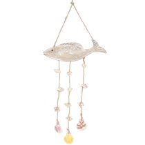 Product Mobile Maritime Wooden Fish Shells Natural White L20cm 2pcs