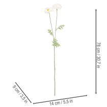 Product Artificial poppy, white, long stem, 78cm, 3 pieces