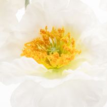 Product Artificial poppy, white, long stem, 78cm, 3 pieces