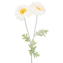 Product Artificial poppy, white, long stem, 78cm, 3 pieces
