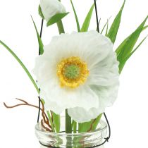 Product Poppy in a glass to hang white H22cm