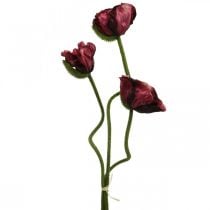 Artificial poppy artificial plant red L55/60/70cm set of 3