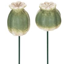 Product Poppy seed pod decorative stake for seasonal garden elegance or balcony highlights, 41cm, 4 pieces